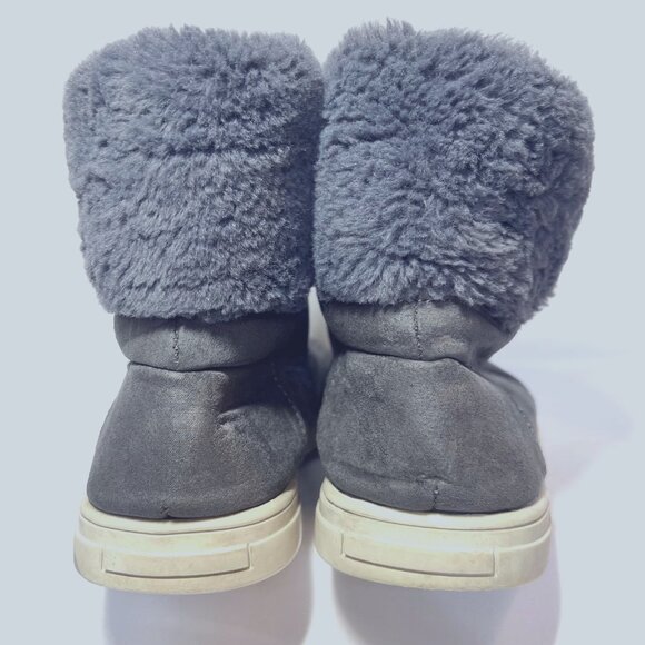 Justice-Women's Faux Fur Size 9 Gray Booties-Lace Up-Warm-School- - Picture 5 of 15